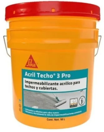 Acril Techo 3 Pro Rojo Cubeta (18 L), Cub. 18,0 l