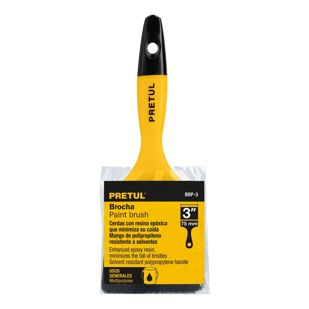 Brocha uso general de 3' con mango de plástico, Pretul, 