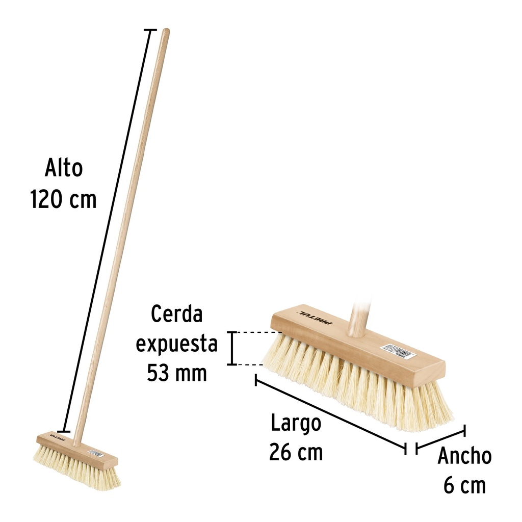 Cepillo para impermeabilizar, con cerdas de ixtle, mango 48', 