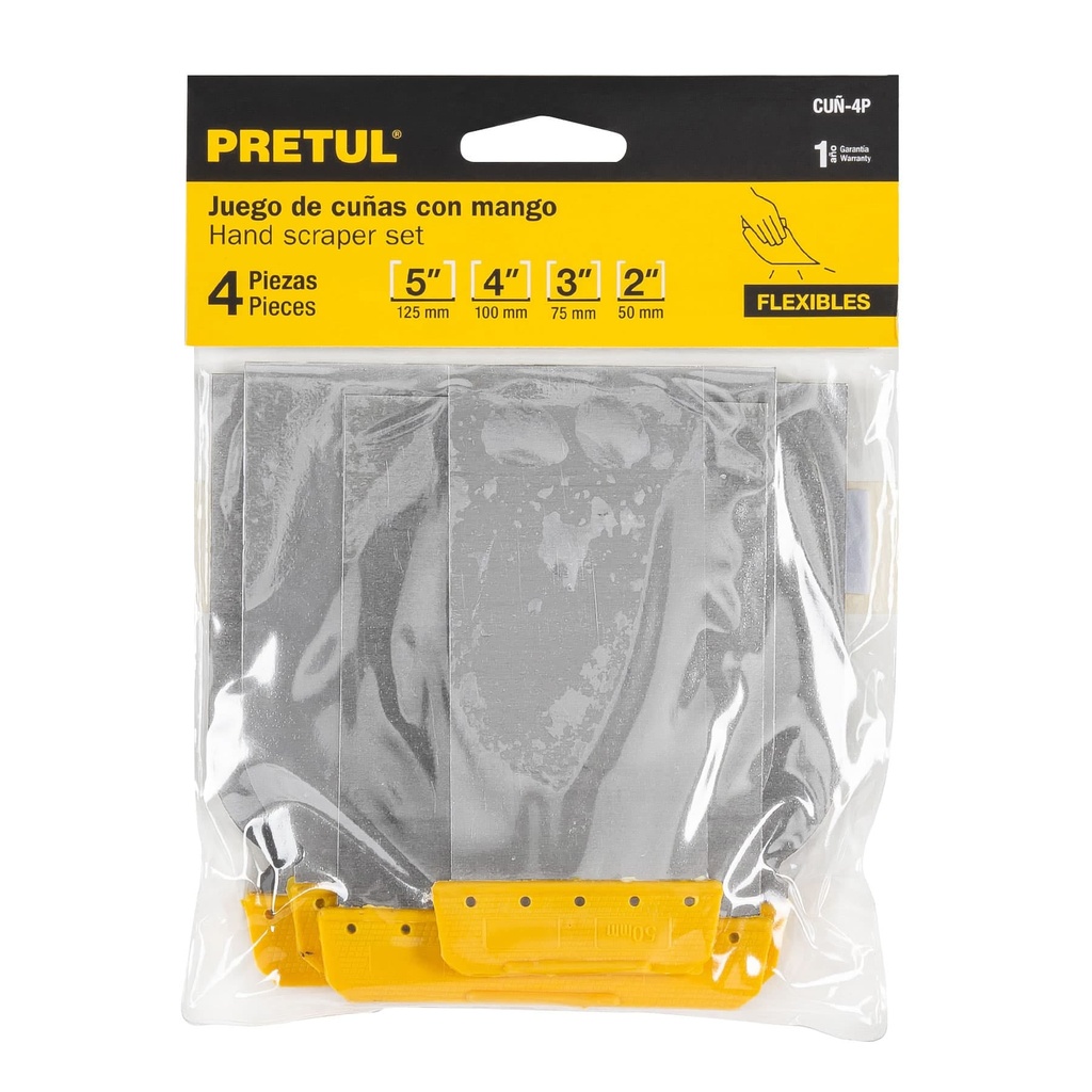 Juego de 4 cuñas con mango de plastico, Pretul