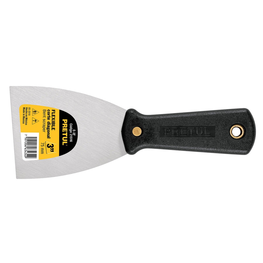 Espátula flexible 3' con mango de plástico, Pretul, 