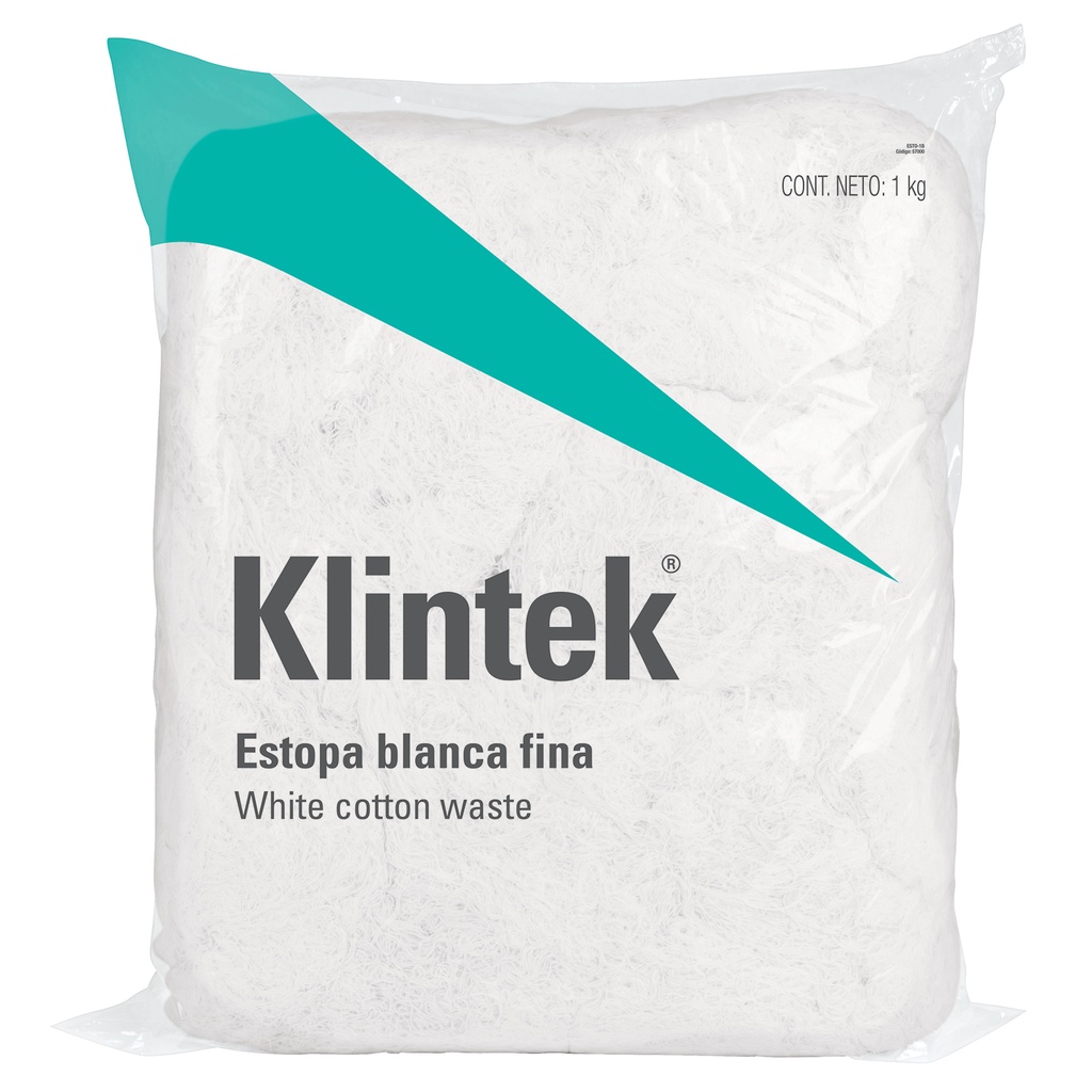 Bolsa de 1 kg de estopa color blanca, KLINTEK, 