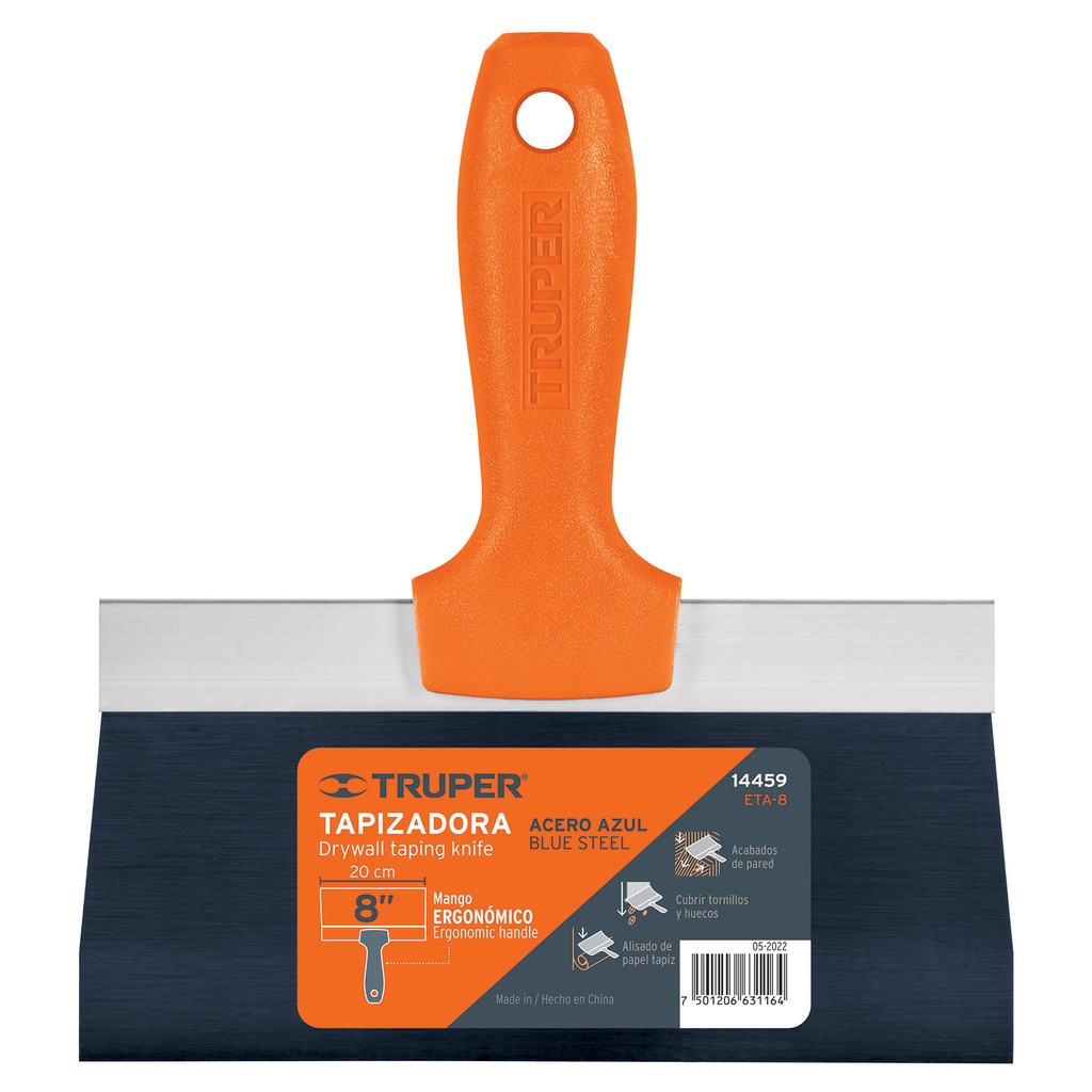 Espátula tapizadora de 8' acero al medio carbono, Truper, 
