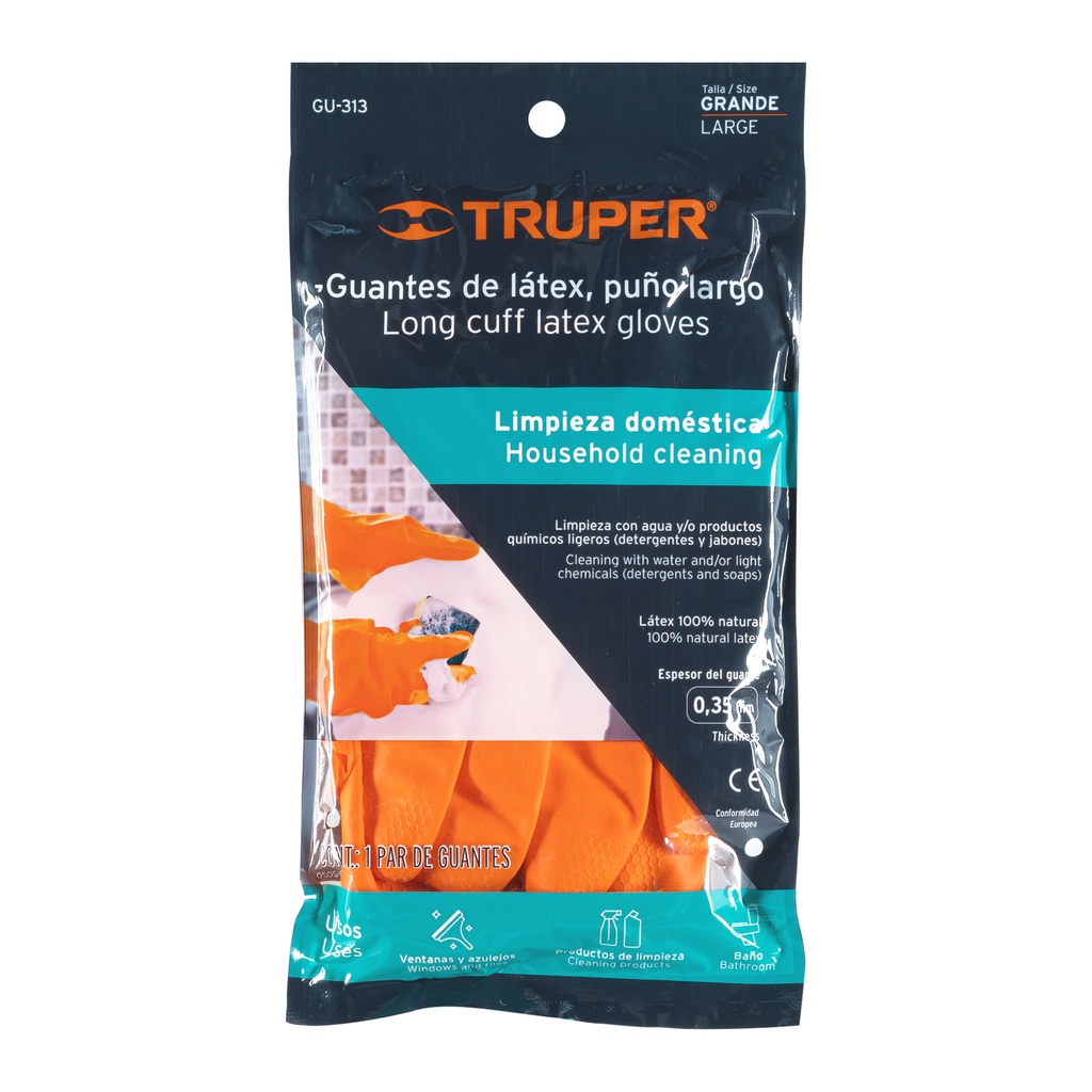 Guantes de látex para limpieza, G, TRUPER, 