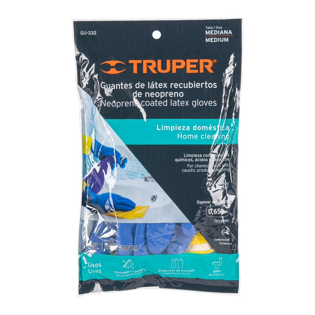 [15268-GU-332] Guantes de látex reforzados para limpieza, M, TRUPER, 