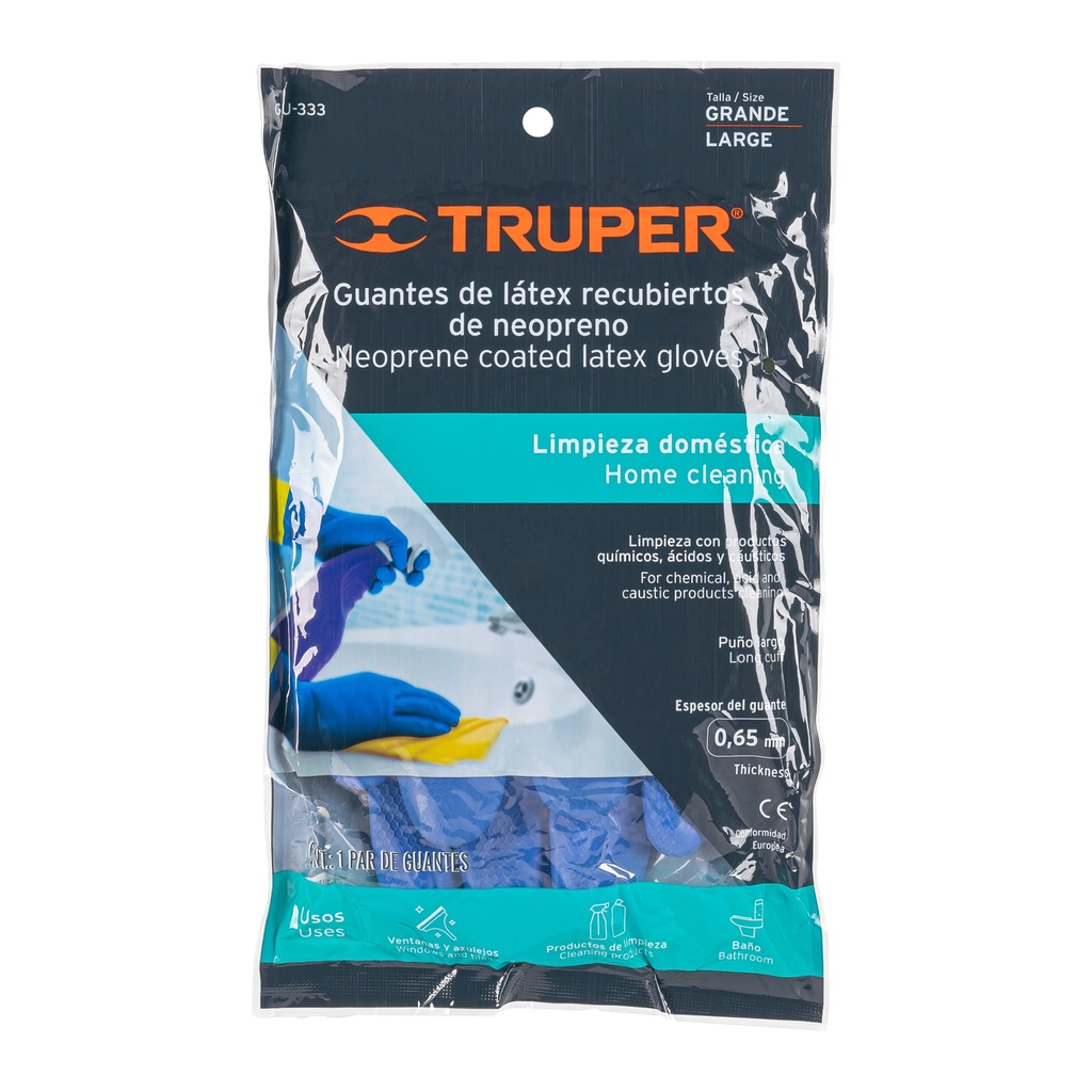 Guantes de látex reforzados para limpieza, G, TRUPER, 