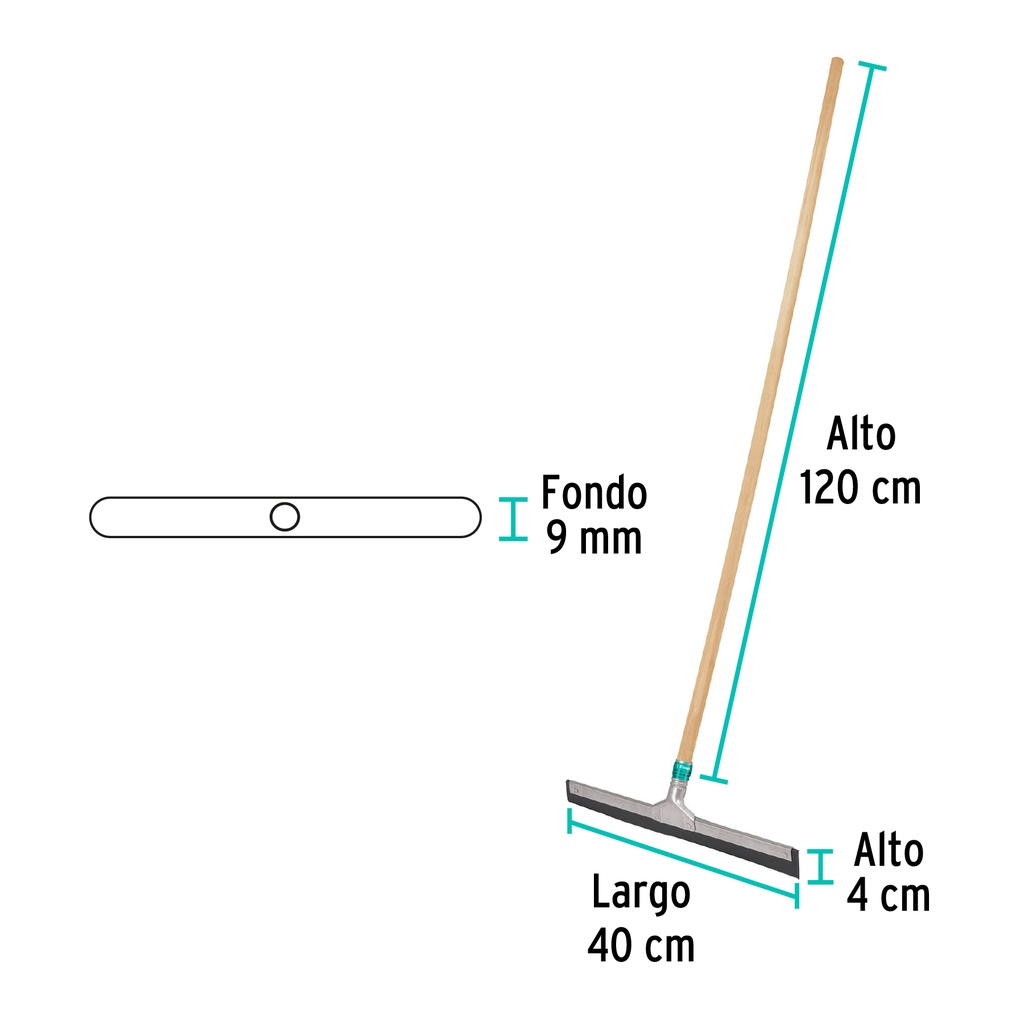 Jalador con base de lámina de 40 cm, con bastón de madera, 