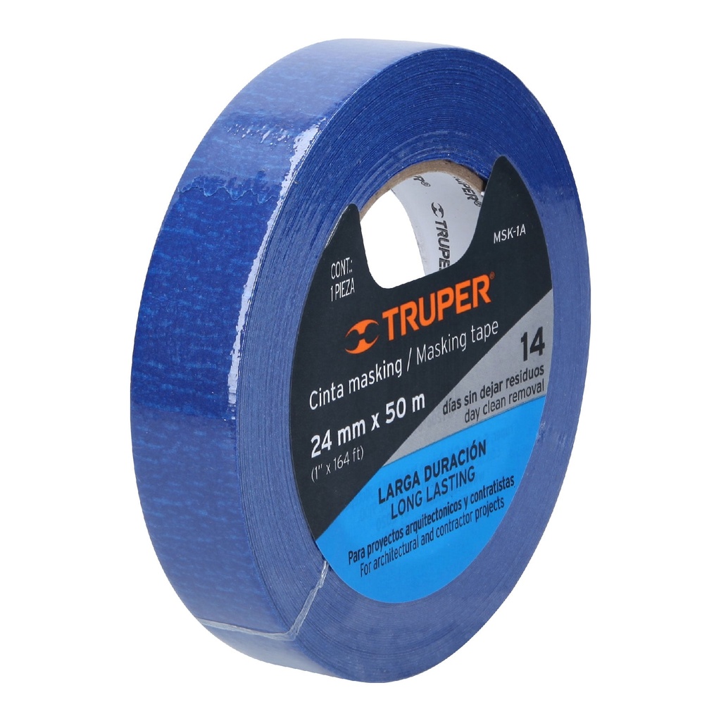 Cinta masking tape azul de 1' x 50 m para pintor, Truper, 