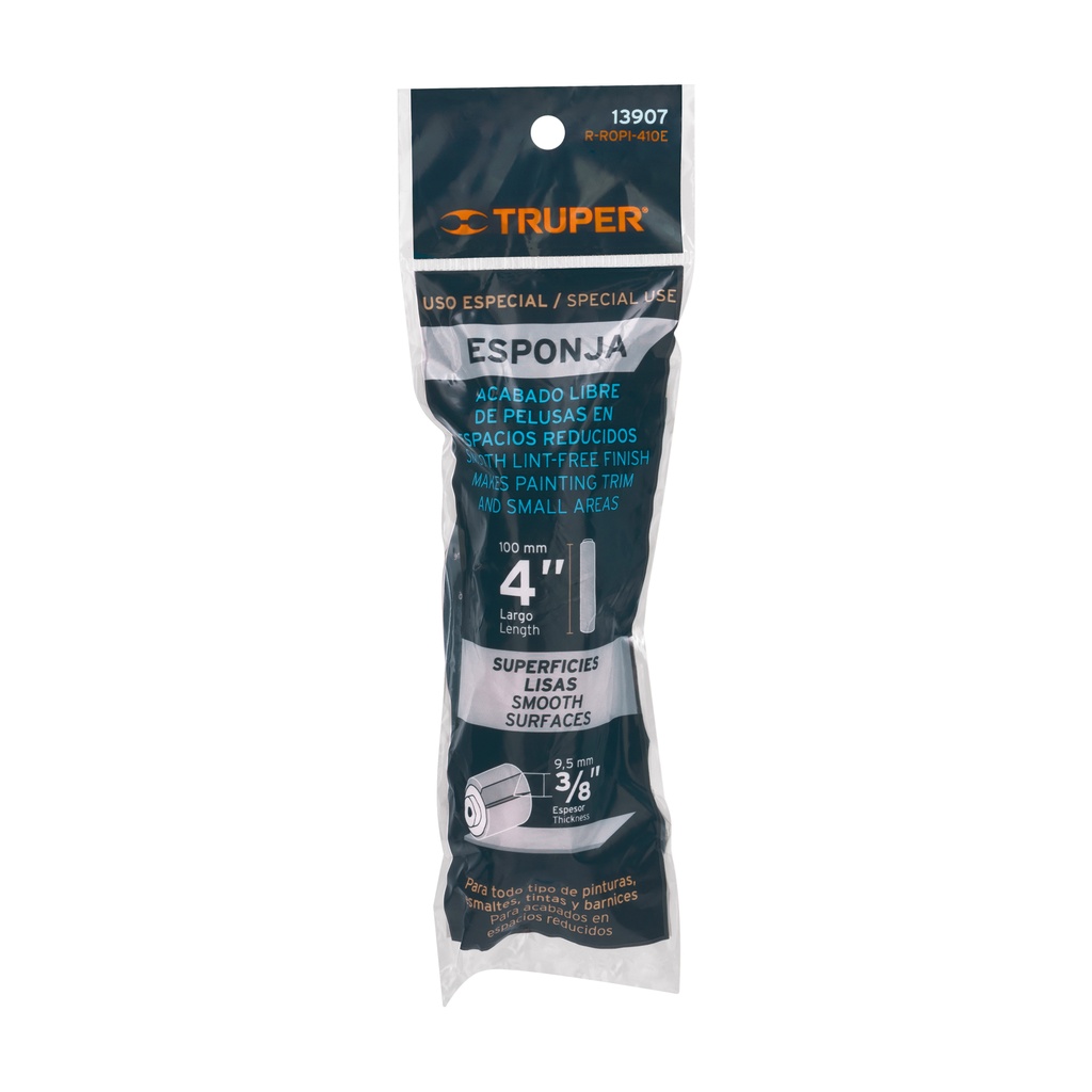 Bolsa c/2 felpas para mini rodillo esponja 4'x3/8', TRUPER, 