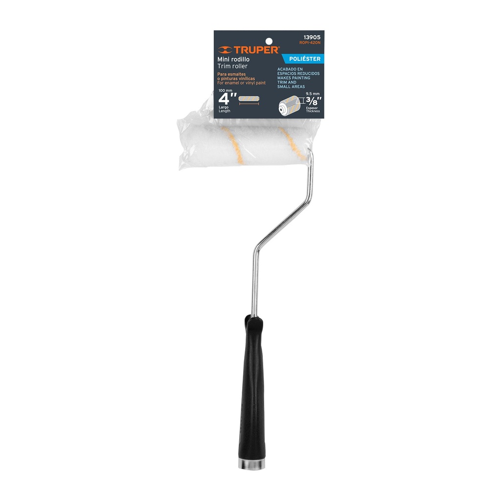 [13905-ROPI-420N] Mini rodillo para pintar 4' x 3/8' de poliéster, Truper, 