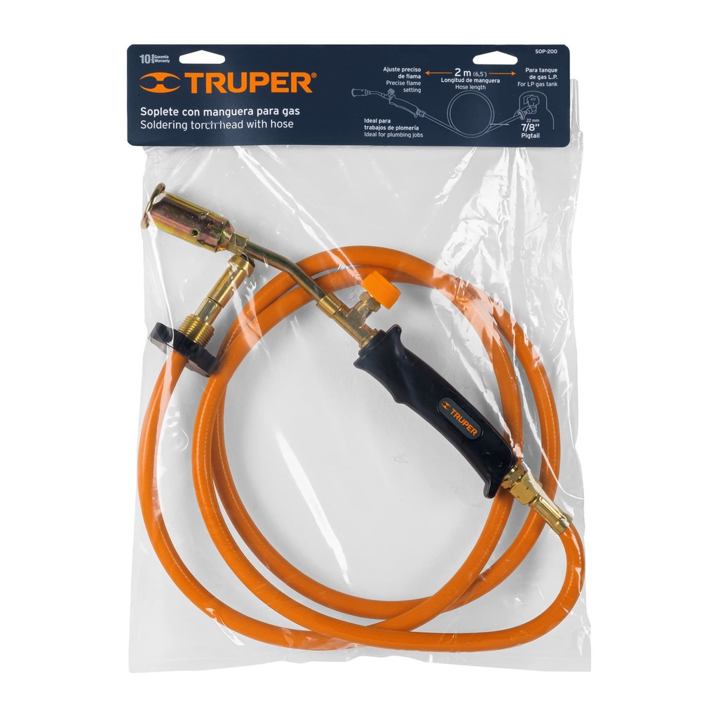 Soplete con manguera para gas de 7/8' 200 PSI, TRUPER, 