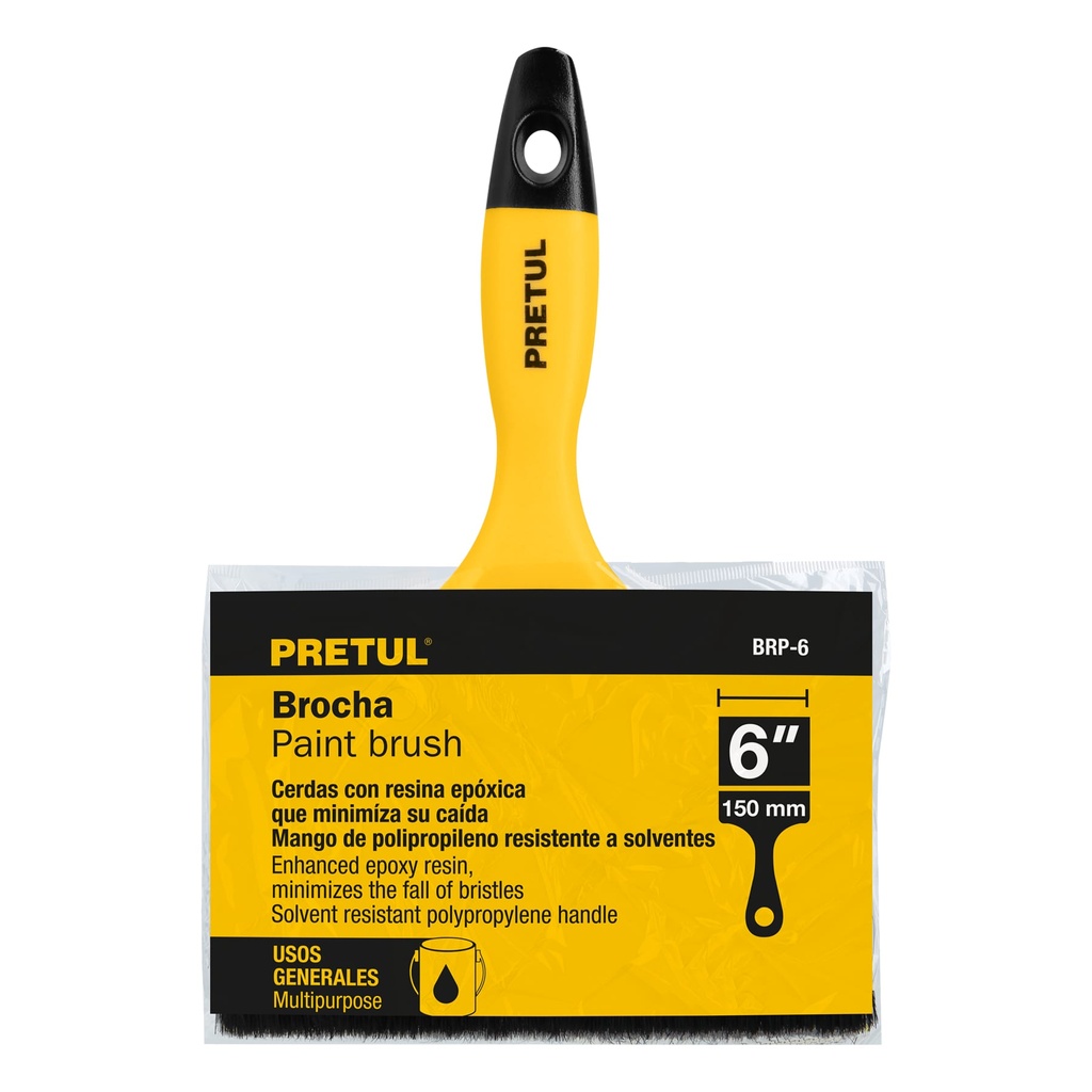 Brocha uso general de 6' con mango de plástico, Pretul, 