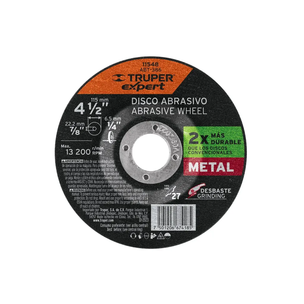 Disco Tipo 27 de 4-1/2' x 6.4 mm desbaste de metal, Expert, 
