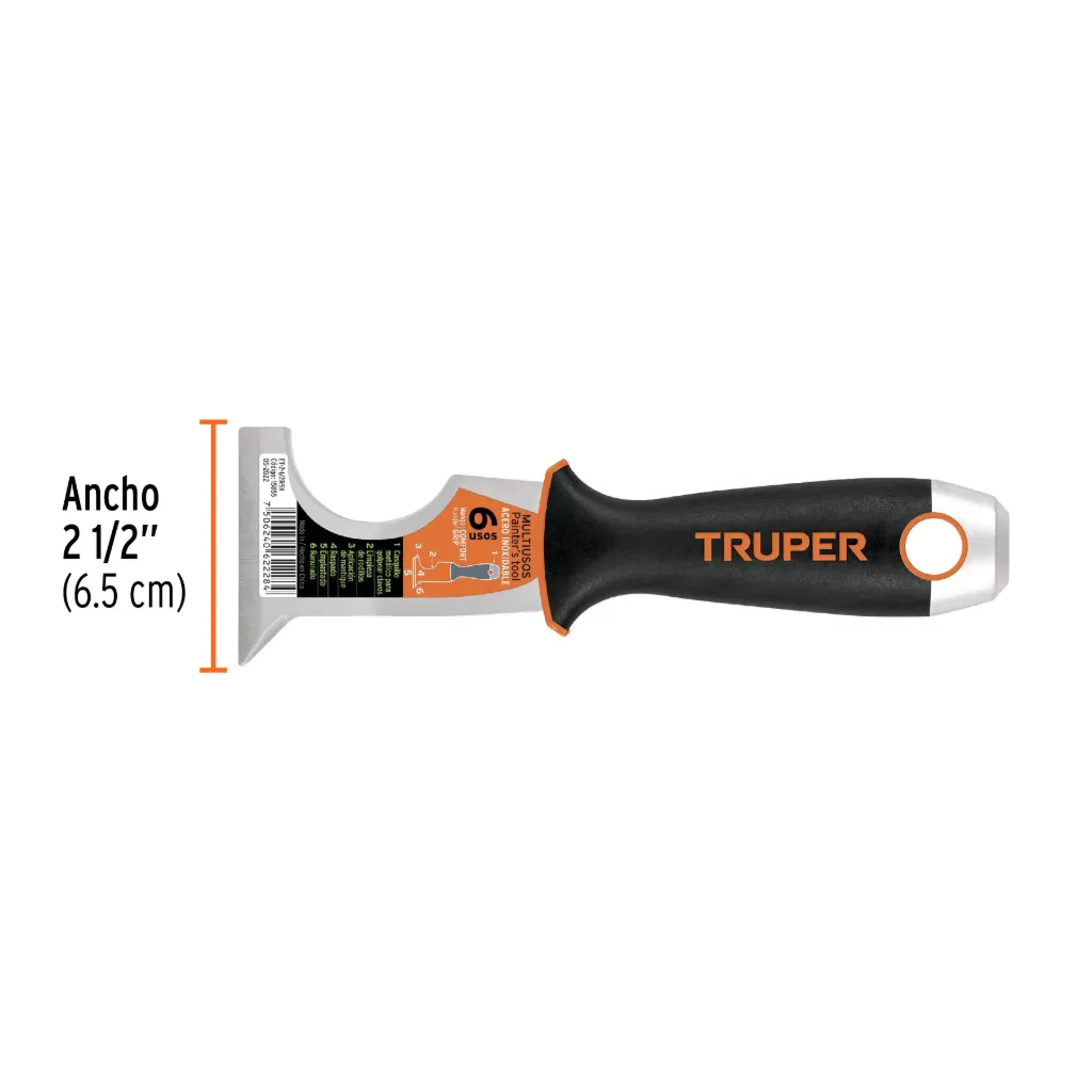 Espátula 2-1/2' de 6 usos, acero inox, Comfort Grip, Expert, 