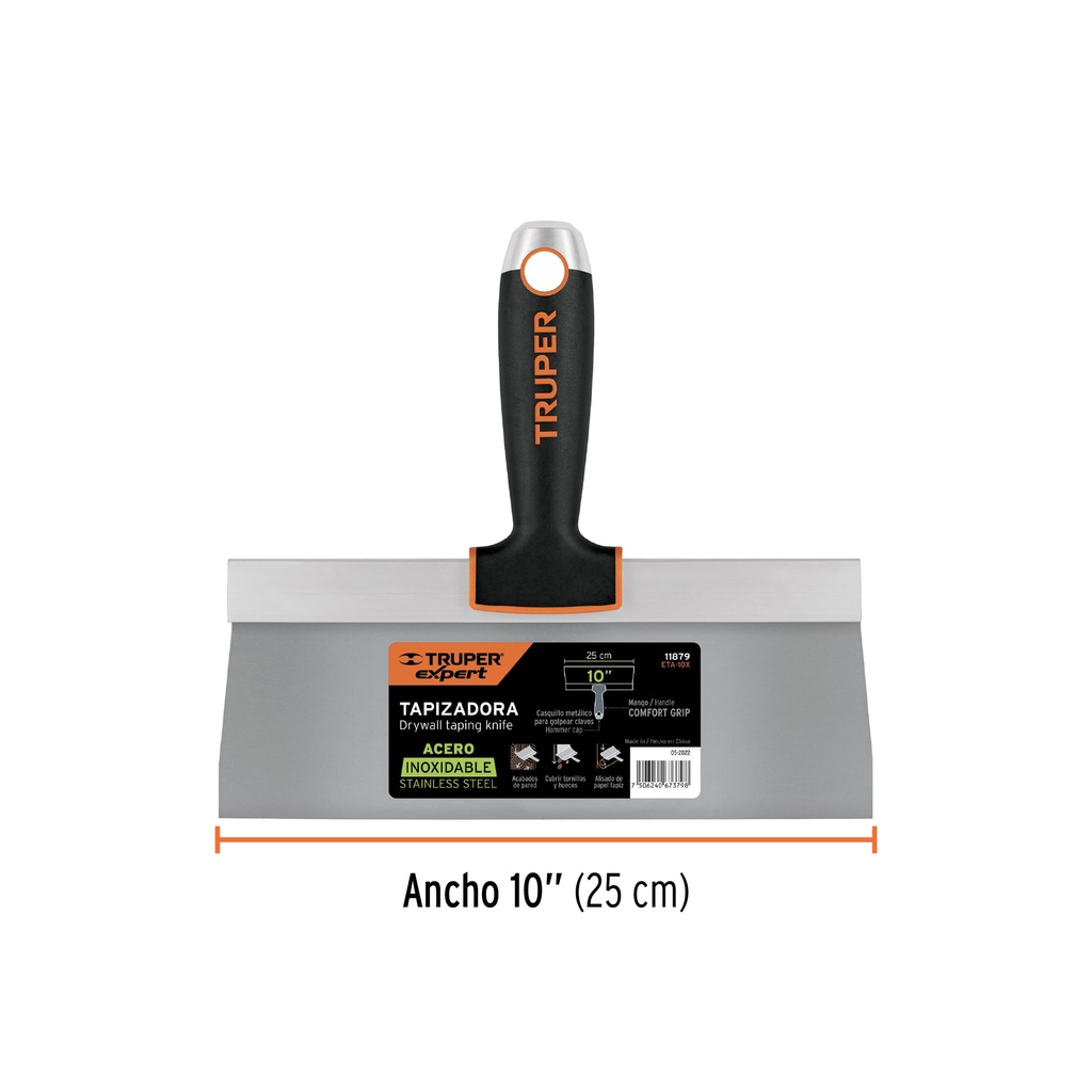 Espátula tapizadora de 10' acero inoxidable, Truper Expert, 