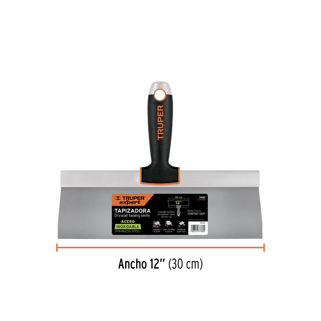 Espátula tapizadora de 12' acero inoxidable, Truper Expert, 