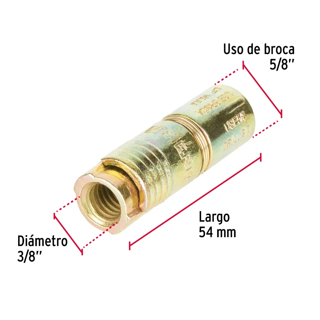 Bolsa con 4 taquetes expansivos de 3/8' sin tornillo, FIERO, 