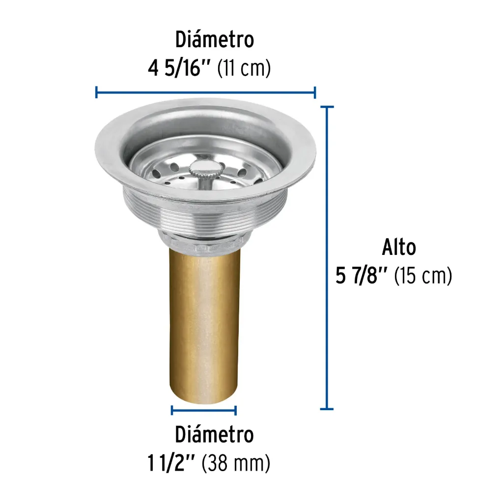 Contracanasta 3-1/2' inox, tubo latón, Foset, 