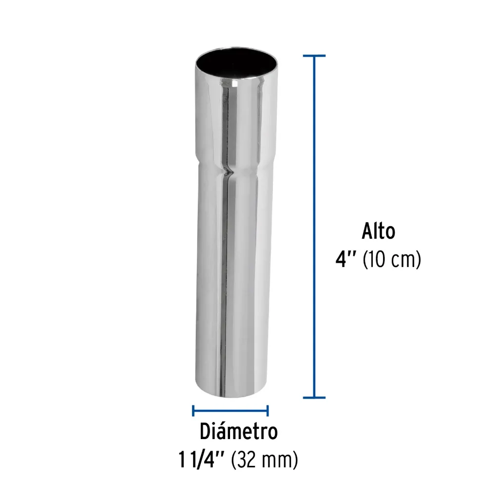 Extensión 10 cm latón cromado para contra de lavabo, 1-1/4', 