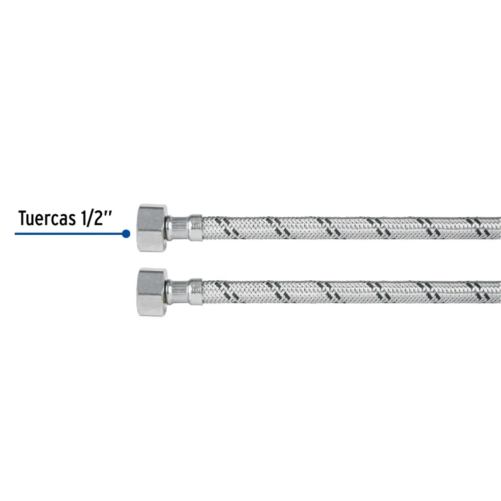 Manguera lavabo/fregadero, acero inox, 1/2' x 1/2', 100 cm, 