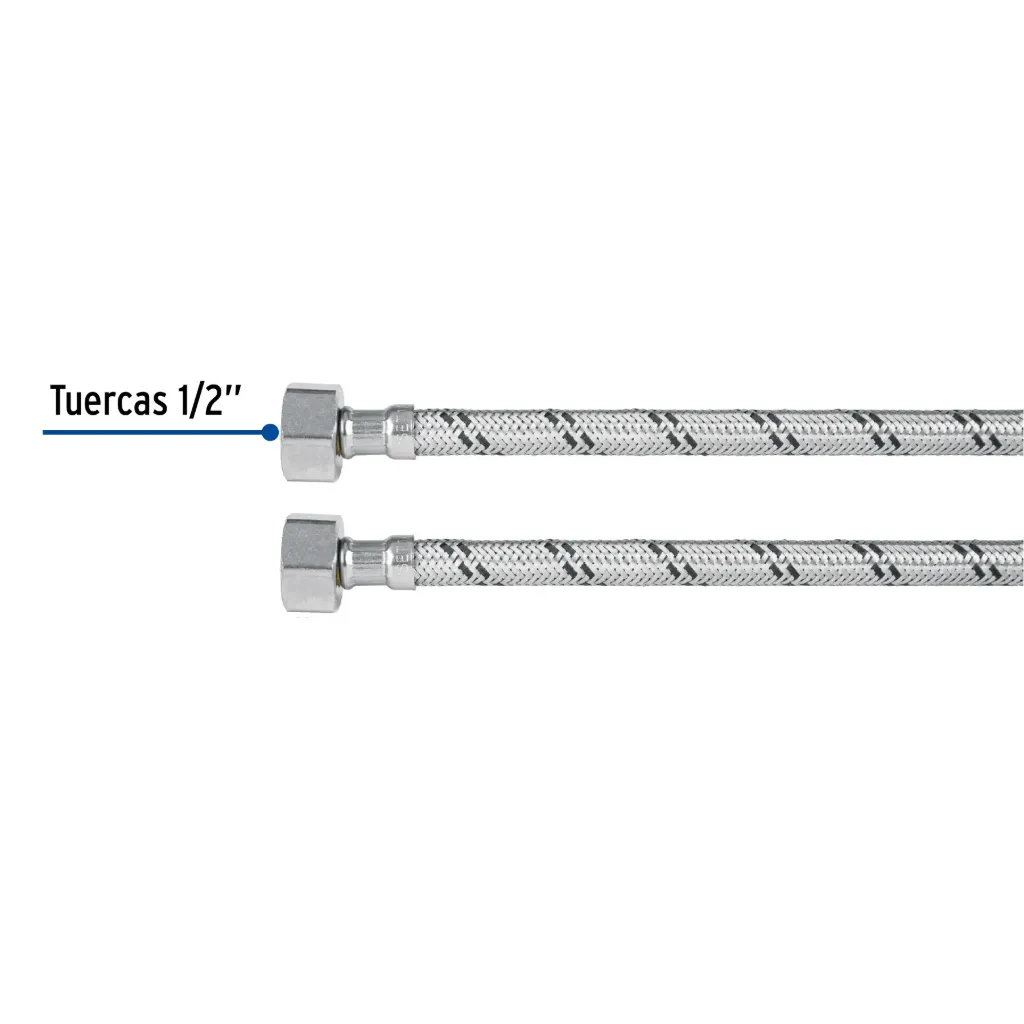 Manguera lavabo/fregadero, acero inox, 1/2' x 1/2', 40 cm, 