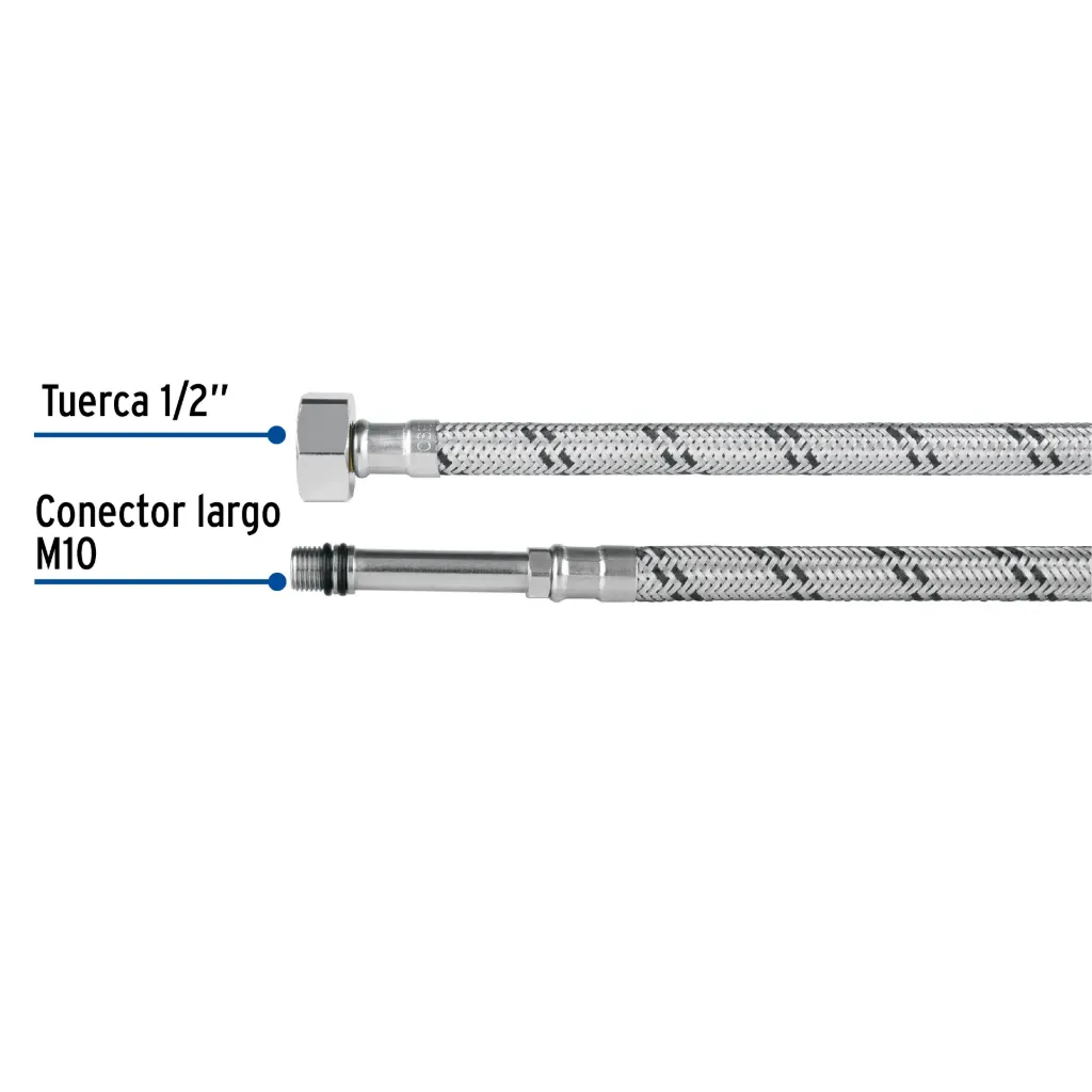 Manguera para monomando, acero inox, 1/2'x M10, 55 cm, 
