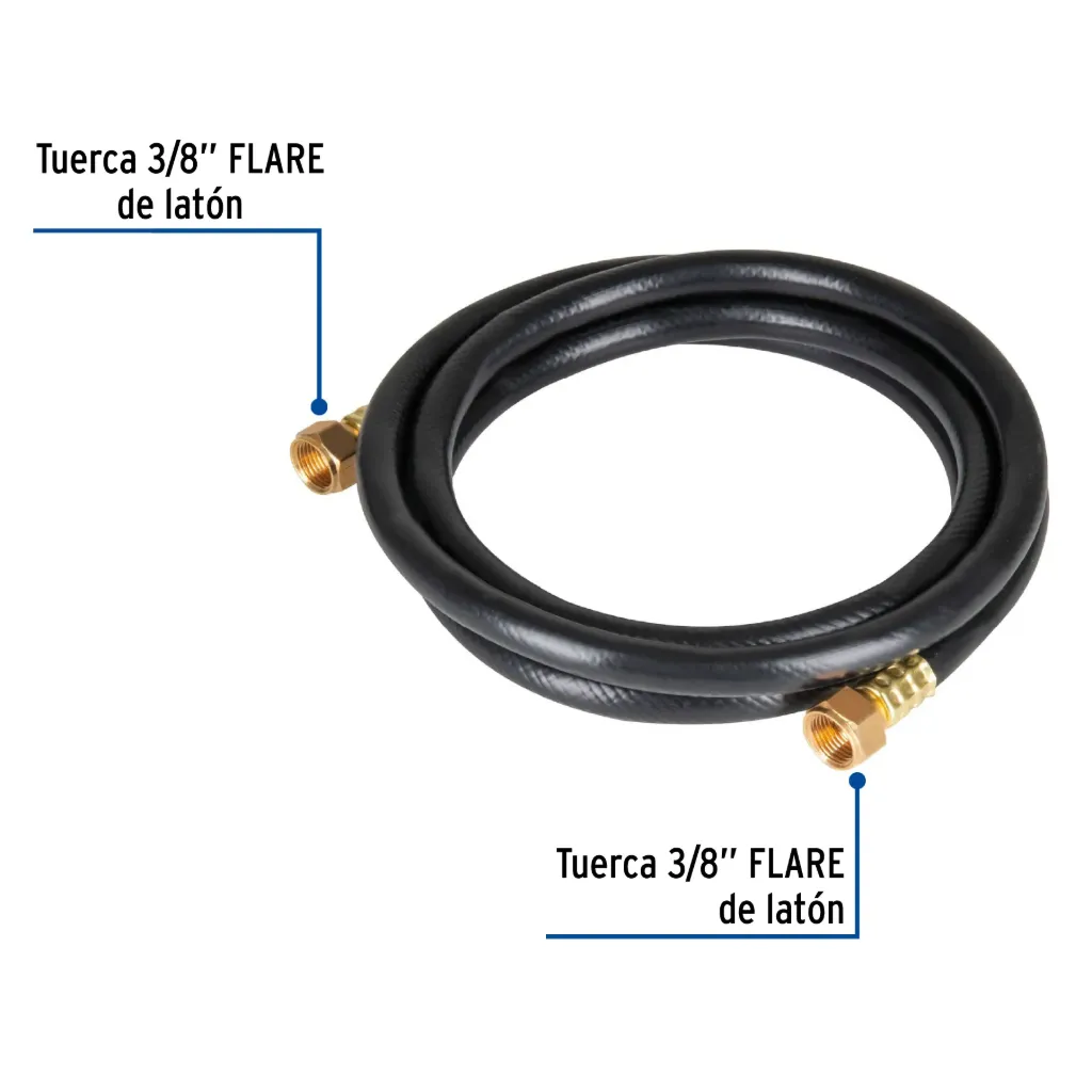 Manguera para gas, PVC negra, 3/8'x1 m, c/conexión, Foset, 