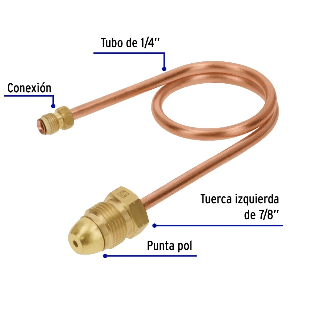 Pigtail con tuerca izquierda, punta pol, 50 cm, Foset, 