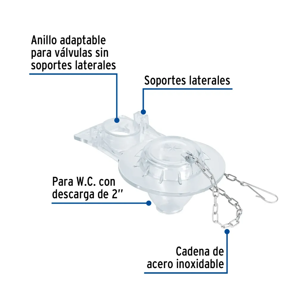 Sapo 2' para WC, PVC, trasparente, cadena inox, Foset, 