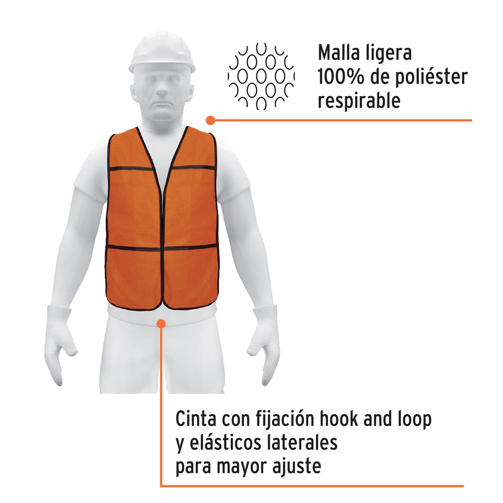 Chaleco de seguridad, uso de día, naranja, Pretul, 