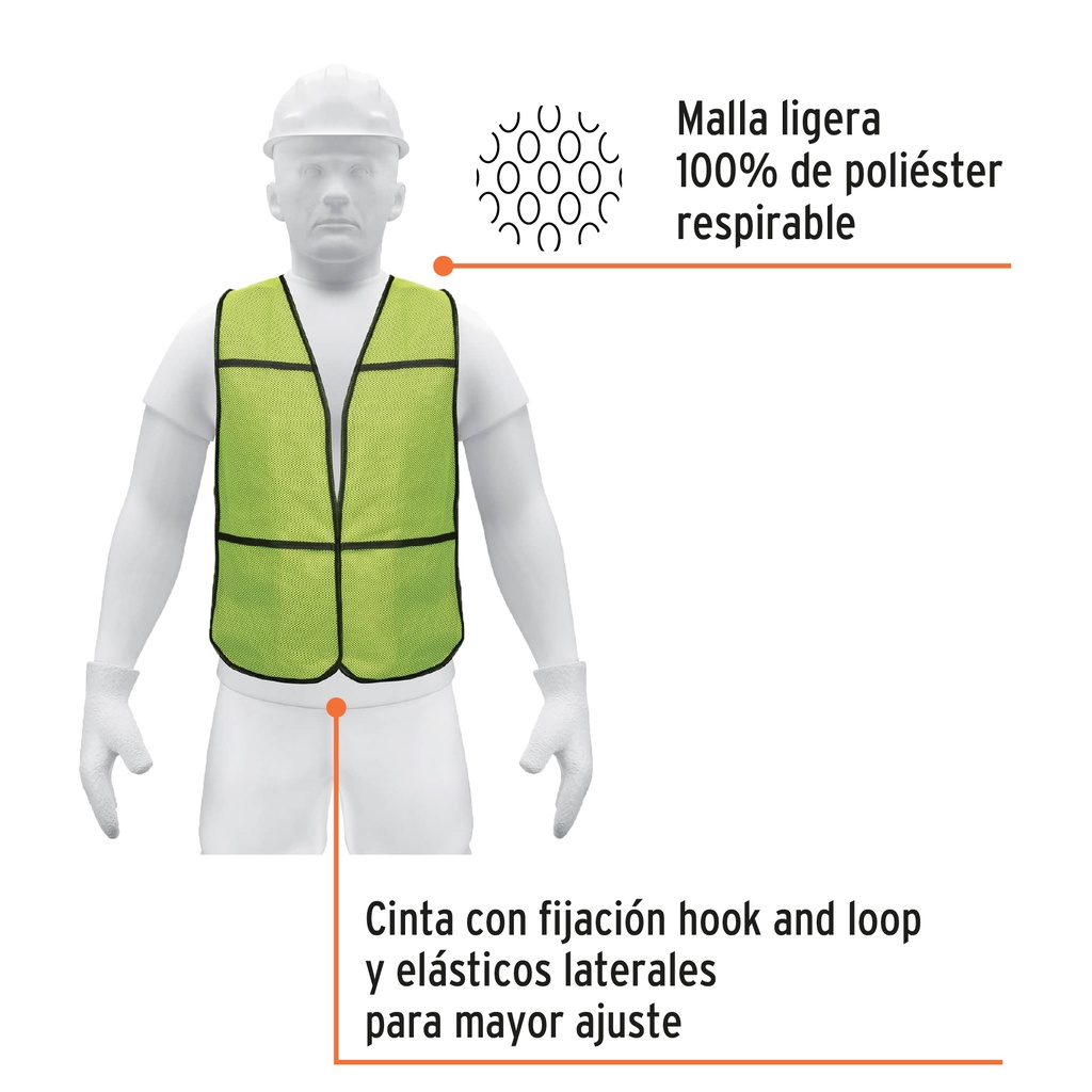Chaleco de seguridad, uso de día, verde, Pretul, 