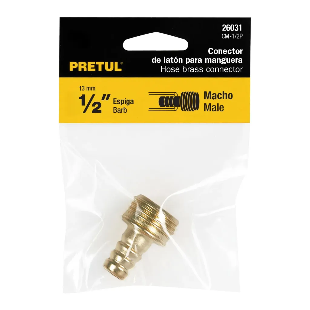 Conector 1/2' macho de latón laminado, Pretul, 