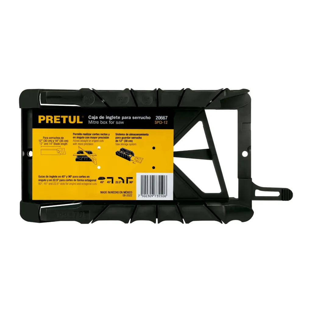 Caja de inglete para serrucho de costilla 12' y 14',Pretul, 