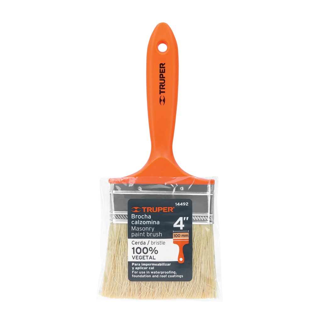 Brocha para encalar e impermeabilizar de 4', mango plástico, 