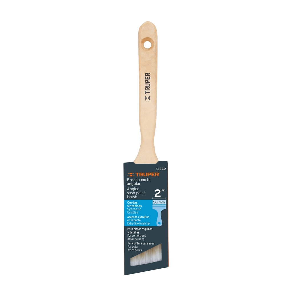 [13339-BRT-2AS] Brocha cerdas sintéticas 2' corte angular, mango de madera, 