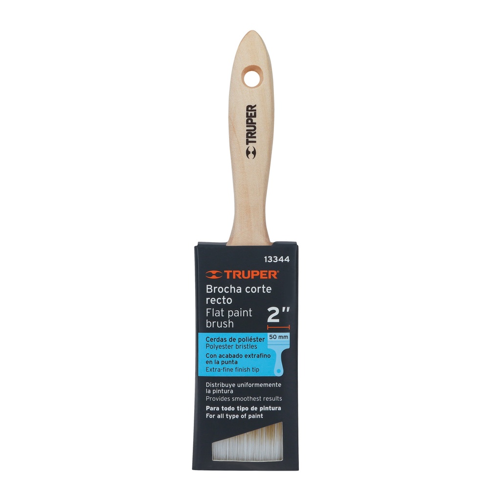 [13344-BRT-2S] Brocha cerdas sintéticas 2' corte recto, mango de madera, 