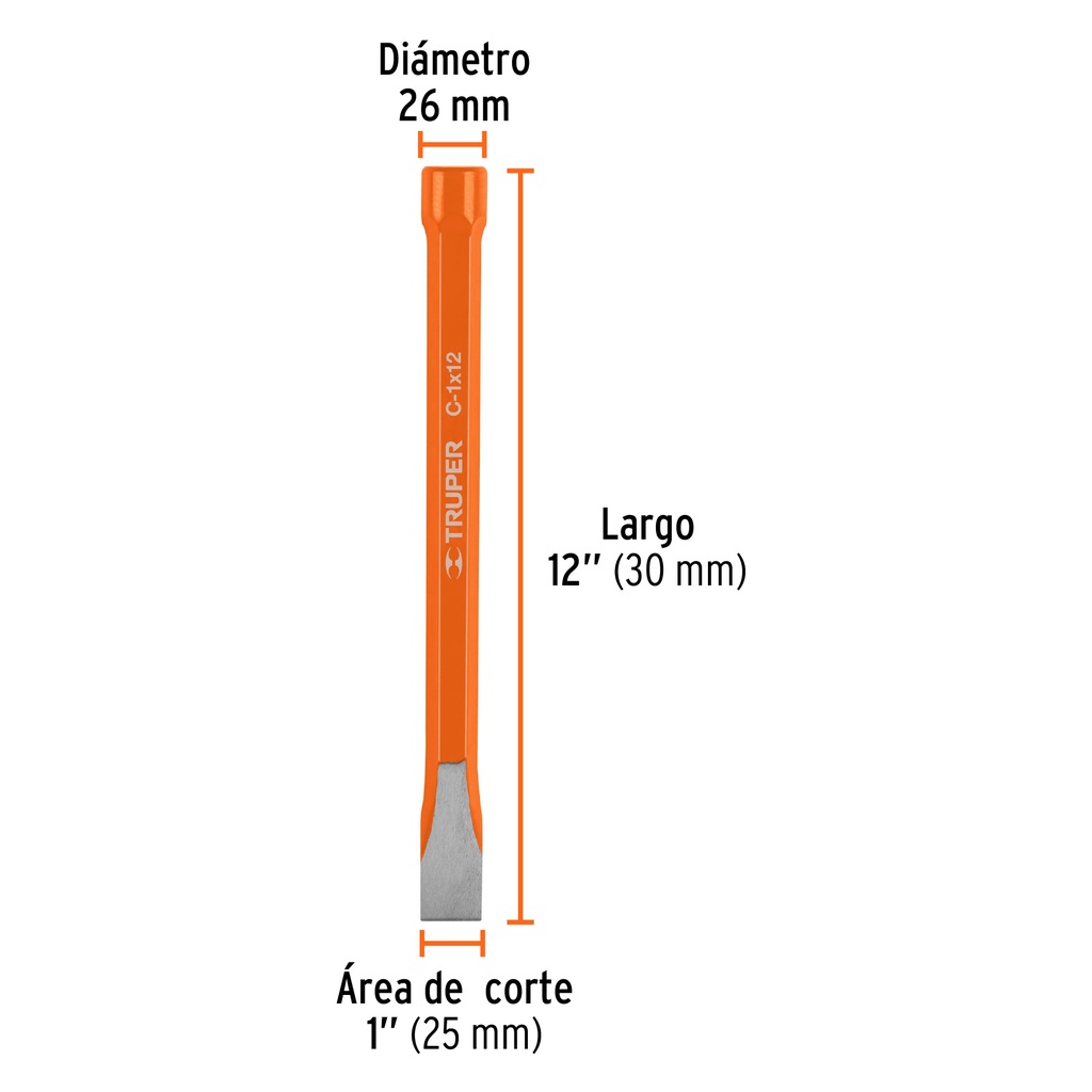 Cincel de corte frío de 1 X 12', Truper, 