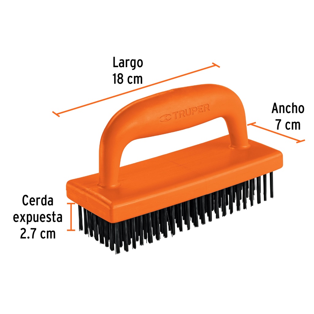 Cepillo rectangular de alambre 172 pinceles,con mango,Truper, 