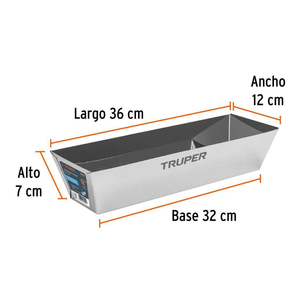 Charola de 12' de acero inoxidable para mezcla, Truper, 