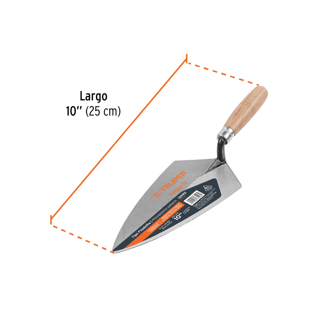 Cuchara para albañil 10' forjada tipo Filadelfia, TRUPER, 