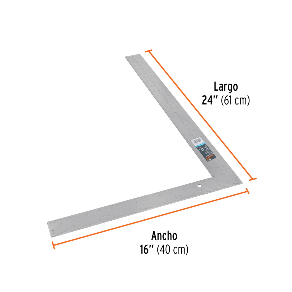 Escuadra 16'x24' de acero para cantero, Truper, 