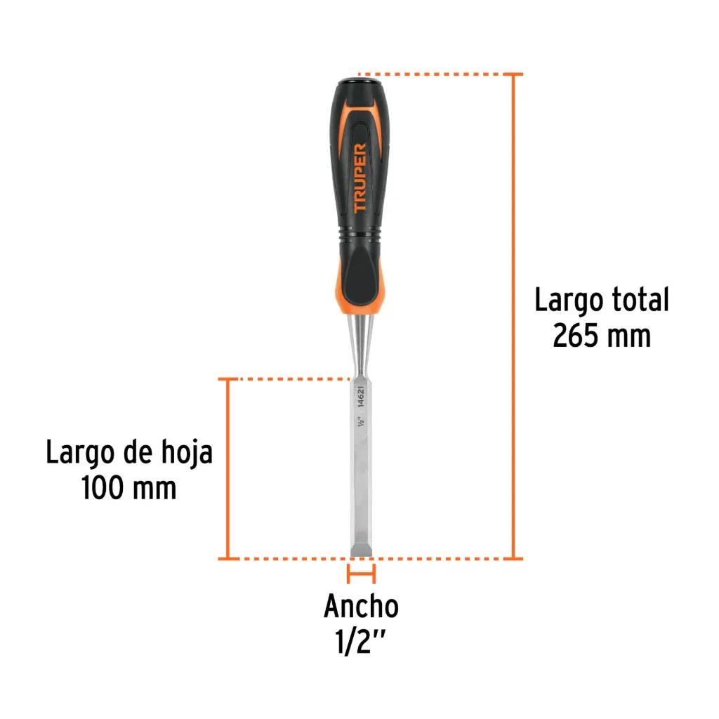 Formón 1/2' mango Comfort Grip, Truper, 
