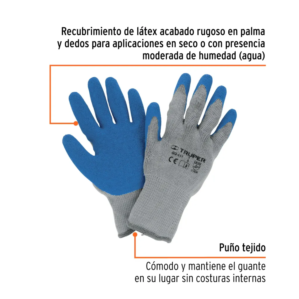 Guantes de poliéster recubiertos de latex, CH, TRUPER, 
