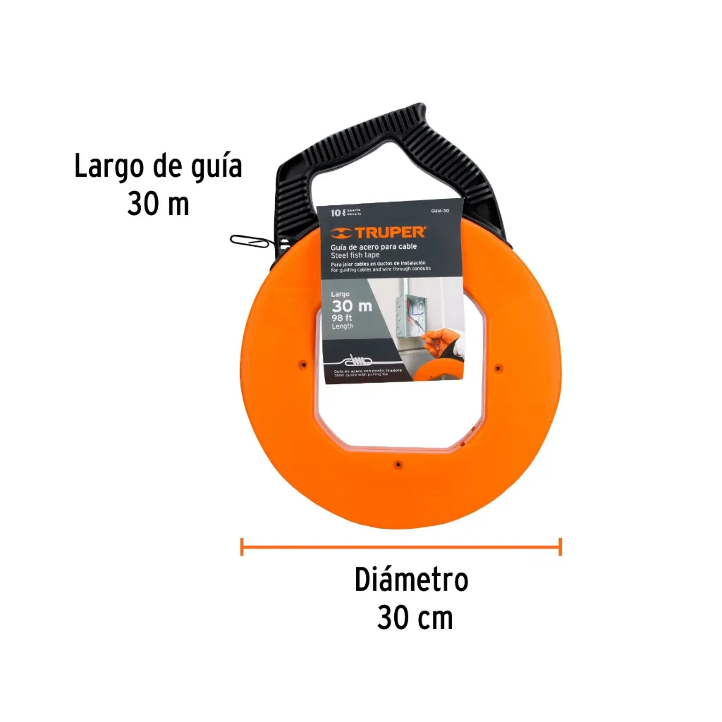 Guía de acero de 30 m para cable, Truper, 