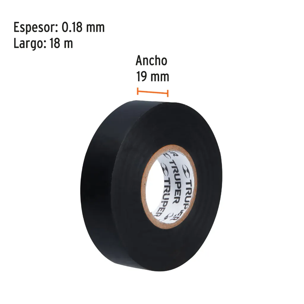 [12500-M-33] Cinta de aislar de 18 m x 19 mm, negra, Truper, 