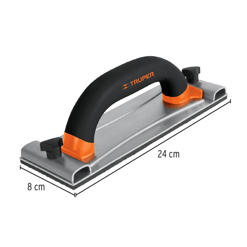 Lijadora manual base de aluminio 8 x 24 cm, Truper, 