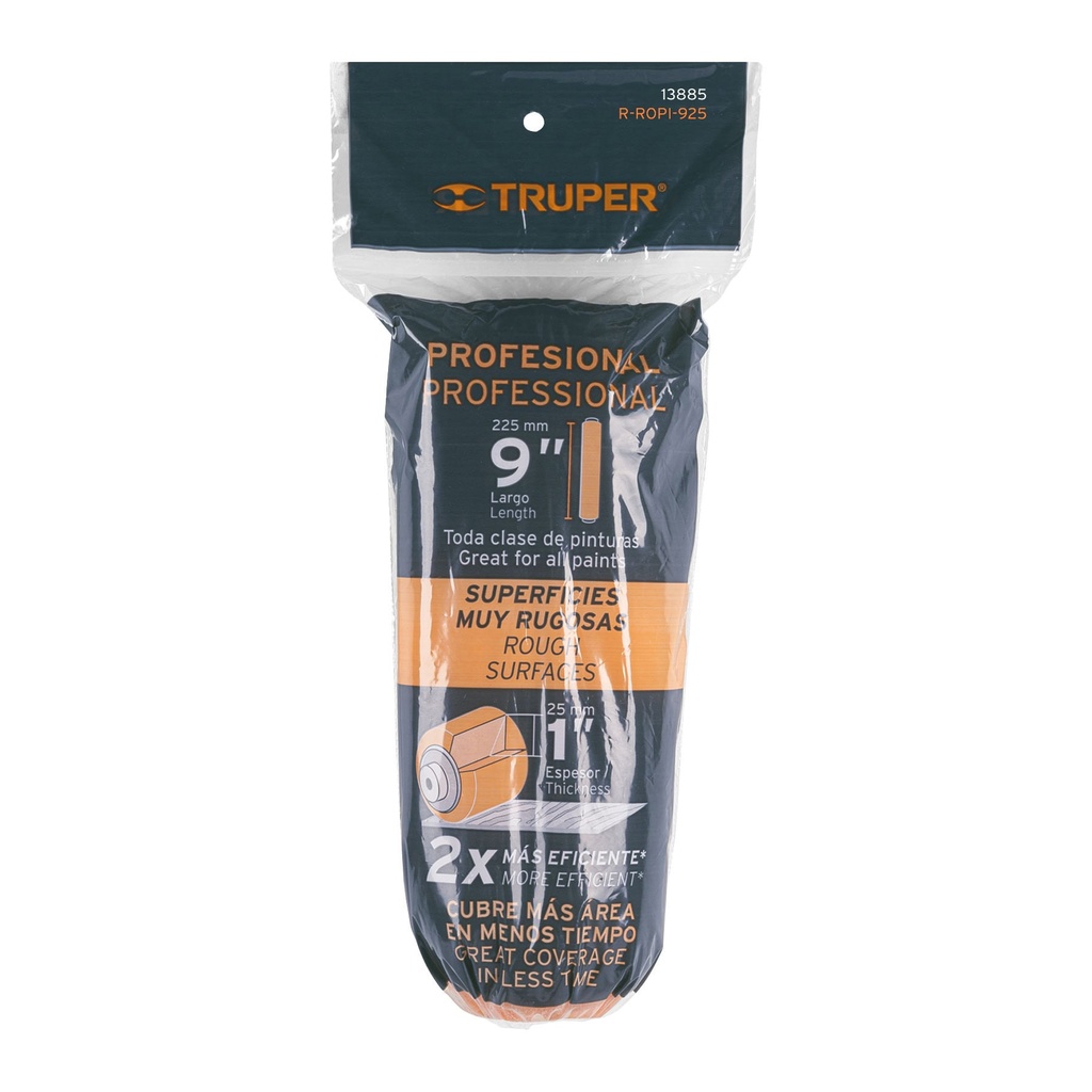 Felpa para rodillo 9' x 1' superficies muy rugosas, Truper, 