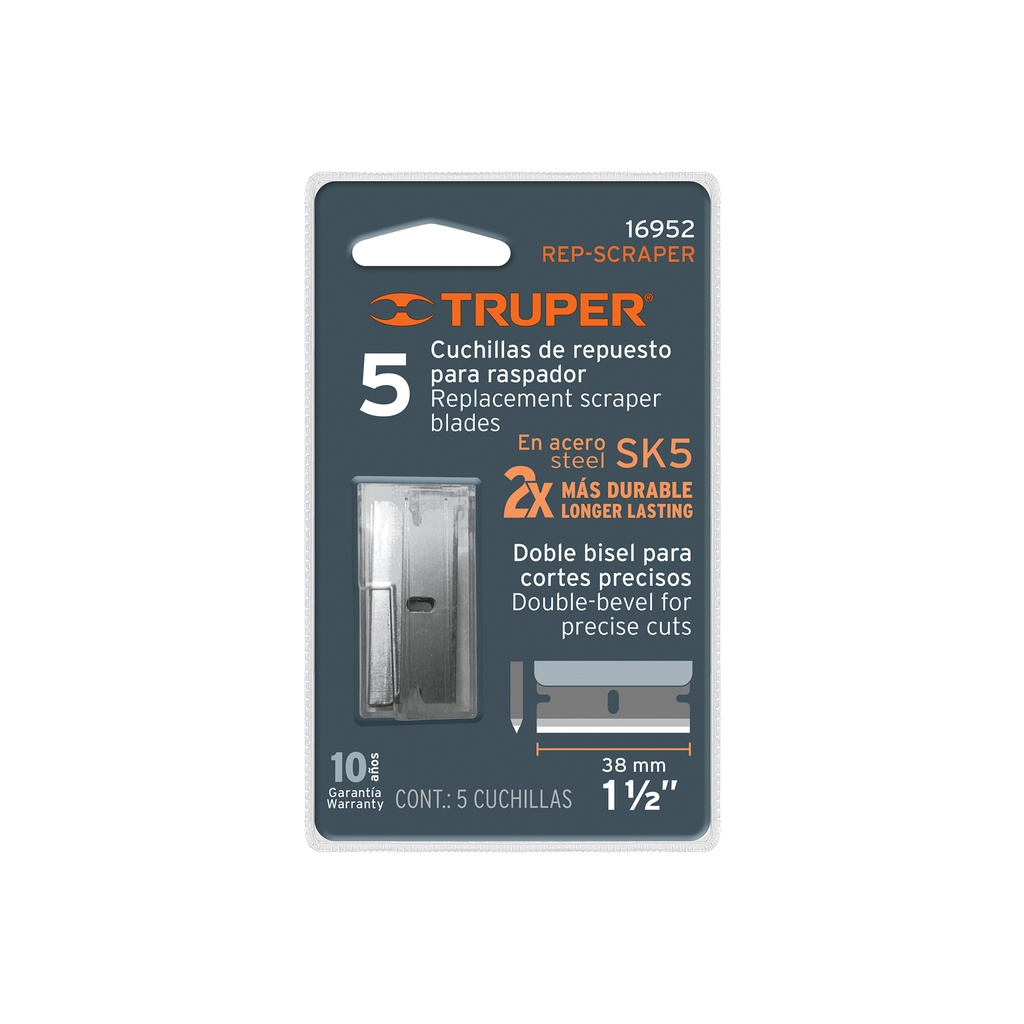 Blíster con 5 cuchillas de repuesto para RASP-3,2,1 y NC-10, 