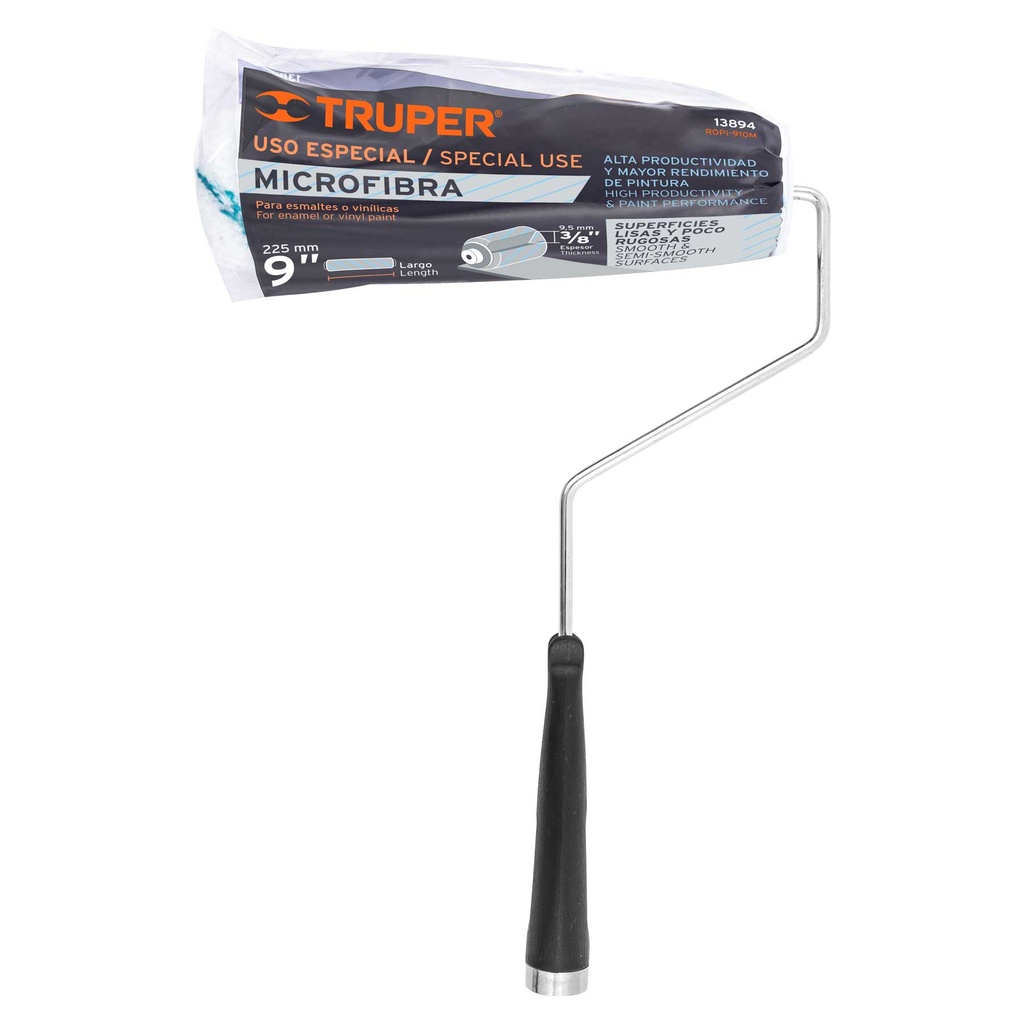Rodillo para pintar 9' x 3/8' microfibra, sup. poco rugosas, 