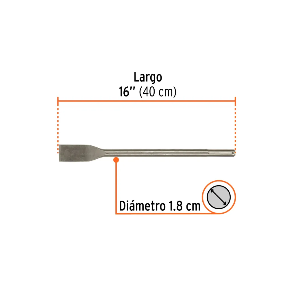Cincel para azulejo SDS max 1-1/2' x 16', Truper, 
